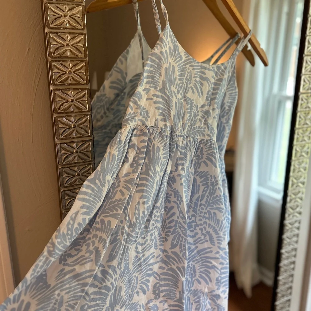 Roller Rabbit Girls | Blue and White Sleeveless Dress with Pockets | Size 12